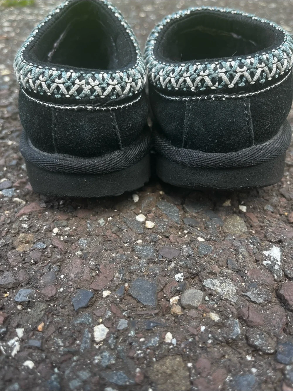 UGG Tasman II Toddler Size 9 Black Suede Slippers Wool Lined Kids Shoes
